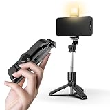 Mini Selfie Stick, 27.7 inch Extendable Phone Tripod with Wireless Remote, LED Fill Lights, Stable a