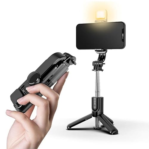 Mini Selfie Stick, 27.7 Inch Extendable Phone Tripod With Wireless Remote, Led Fill Lights, Stable And Firm Travel Tripod, For Selfies, Video, Compatible With Iphone & Android Smart Phone (Black Mini) #TOP20