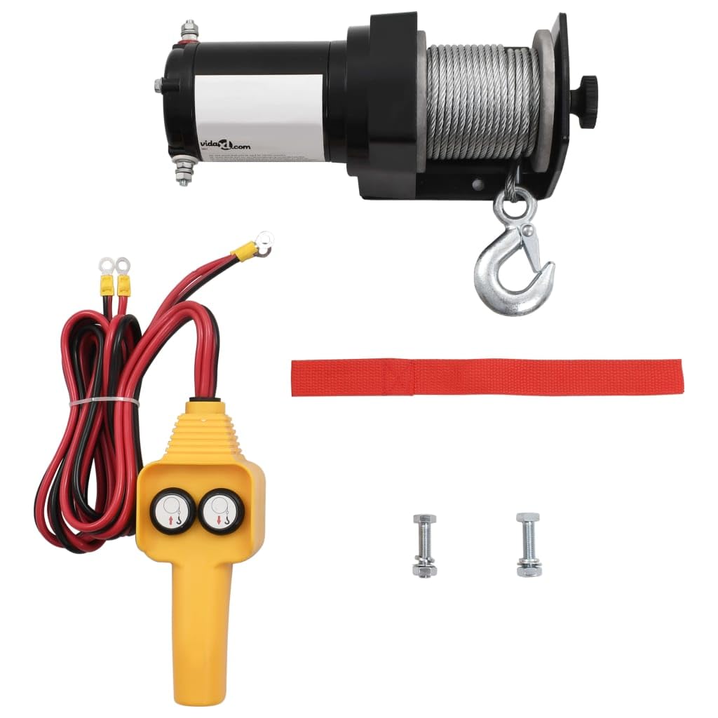 Genérico Cabrestante eléctrico con Mando a Distancia 12 V 907 kg,Economía e Industria,Manipulación de Materiales,Izado y Subida,Cabrestantes-210229