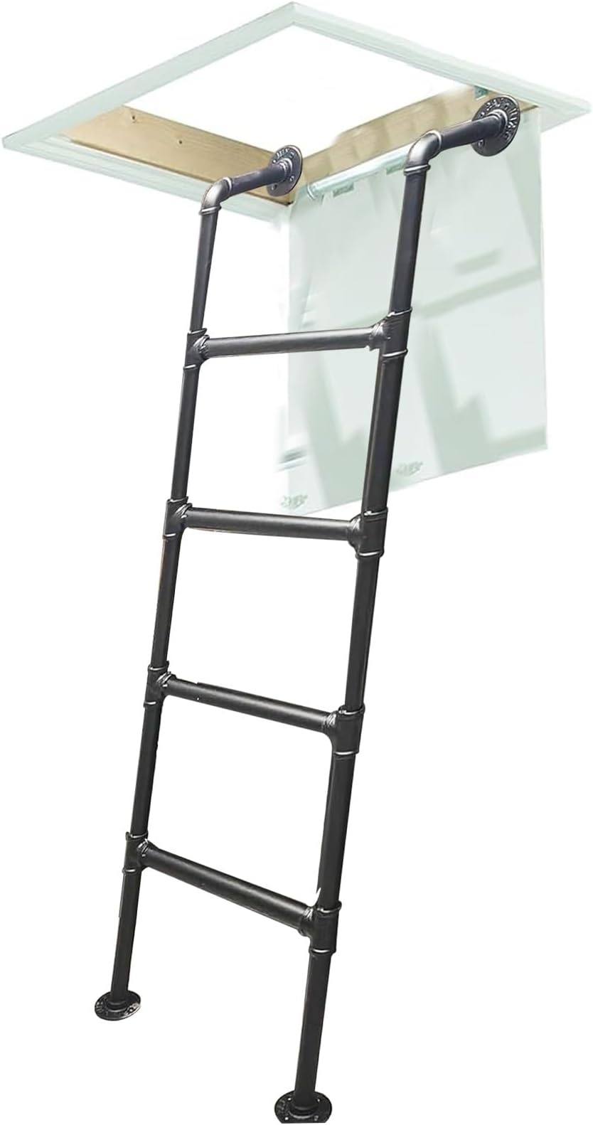 4/5/8 step window well ladder, Heavy duty iron basement egress ladder Fire escape ladders Loads 330lbs Wall Mounted Metal Attic Bunk Bed Ladder 45 55 65 70 Inch(115cm/45