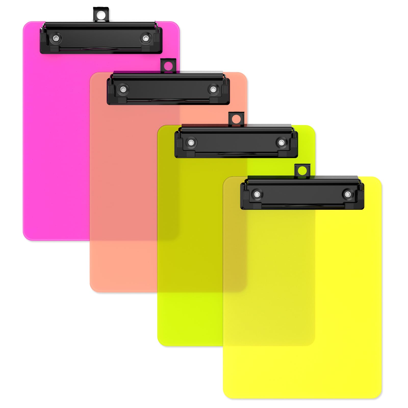Zoenley 4 Pack A6 Mini Clipboard with Low Profile Clip and Hanging Hole