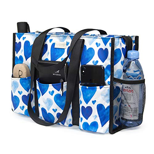 Image of TOPDesign Utility Water Resistant Tote Bag with 13 Pockets, Top Zipper Closure & Thick Bottom Support, for Working Women