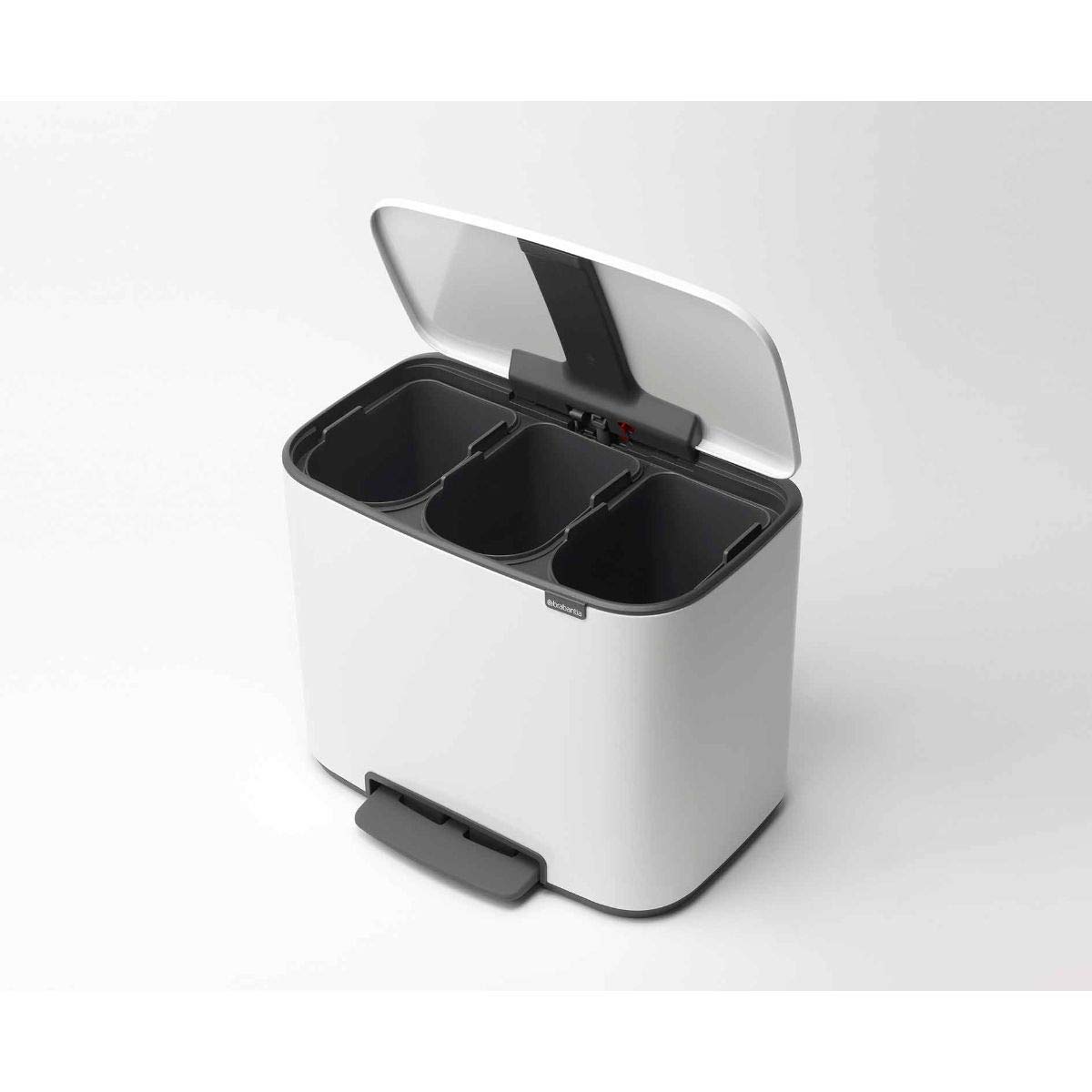Brabantia 121005 BO Treteimer 3 x 11 L Abfalleimer, Metall, White, 54 x 36.5 x 44 cm, 3 x 11 Litre