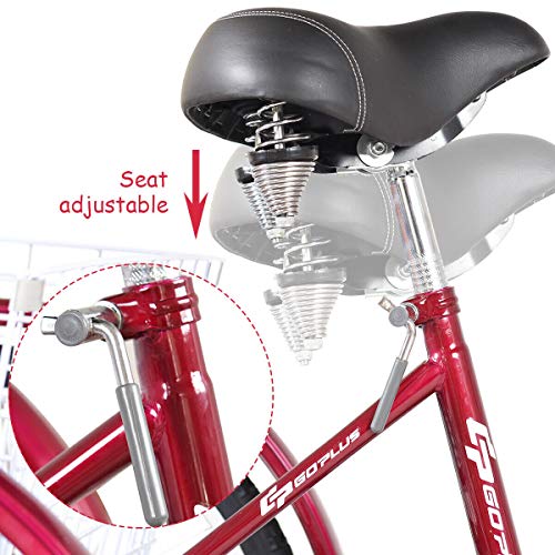 Goplus Adult Tricycle Trike Cruise Bike Three-Wheeled Bicycle With Large Size Basket For Recreation, Shopping, Exercise Men's Women's Bike (Red, 24" Wheel) #TOP5