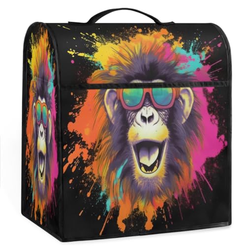 Coffee Maker Cover Watercolor Monkey Kitchen Appliance Covers Small Appliance Covers Blender Cover Juicer Cover Dust Covers for Kitchen Appliances with Top Handle and Pockets,Washable,C671