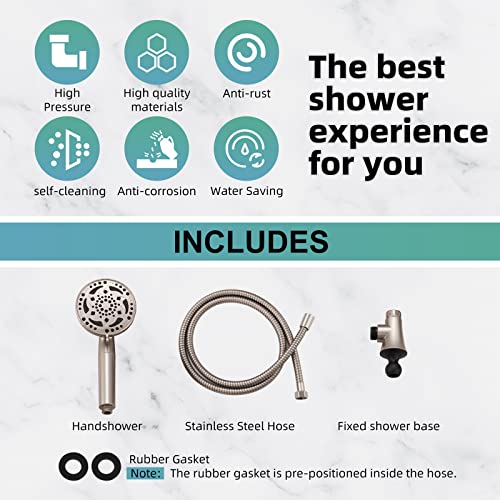 Cobbe Filtered Shower Head With Handheld, High Pressure 7-Mode Showerhead With Hose, Bracket, Water Softener Filters Beads For Hard Water Remove Chlorine And Harmful Substance, Brushed Nickel #TOP6