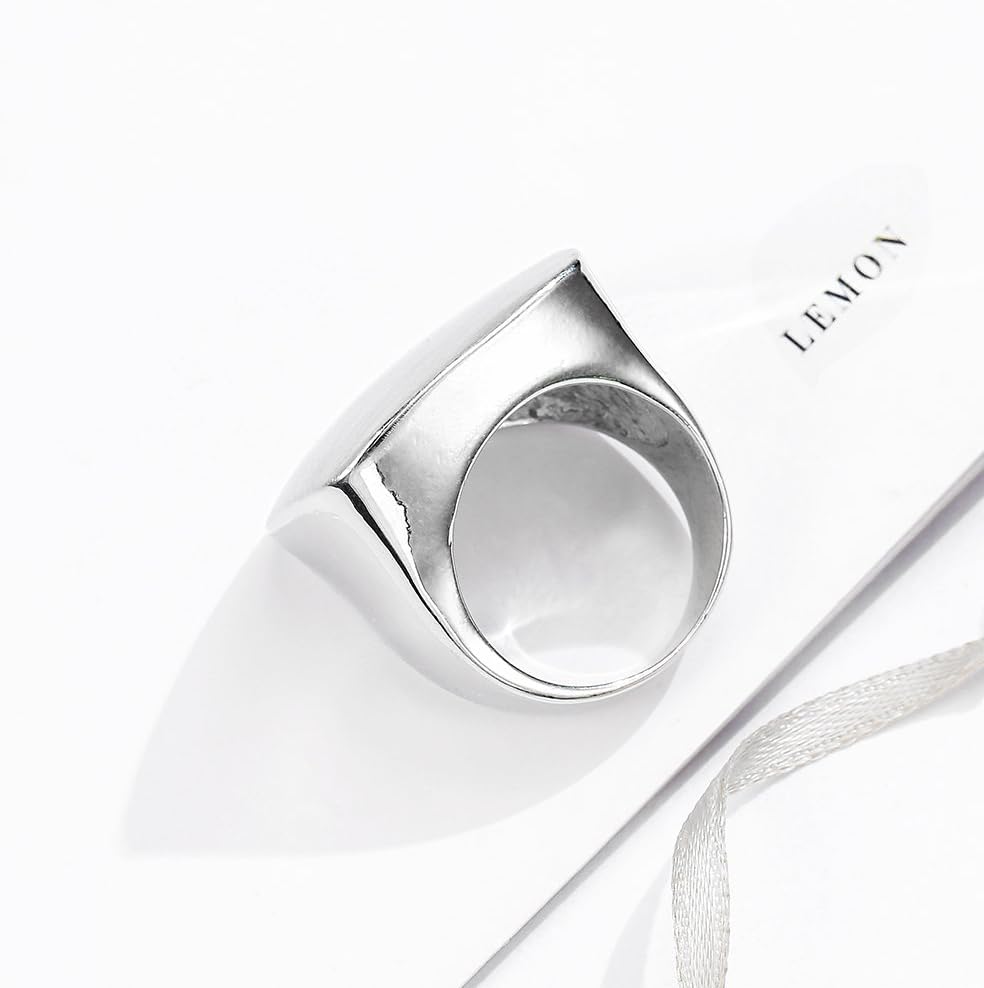 Gold and Silver Rings for Women, Chunky Signet Statement Rings Gold Plated Band Ring Wide Metal Square Rings Cocktail Costume Jewelry - Image 4