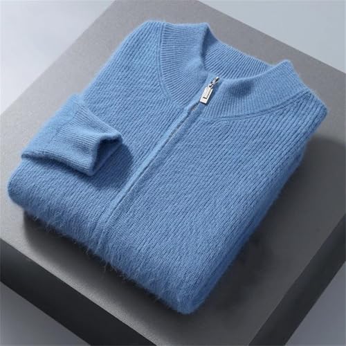 Men's 100 Percent Cashmere Zipper Cardigan Casual Long Sleeve Ribbed Knitted Sweater2