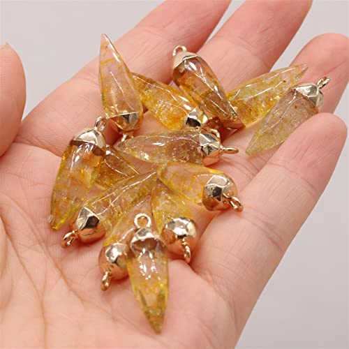 Pendentif Citrine Diamant Brut, perles d'artisanat pour boucle d'oreille - 2