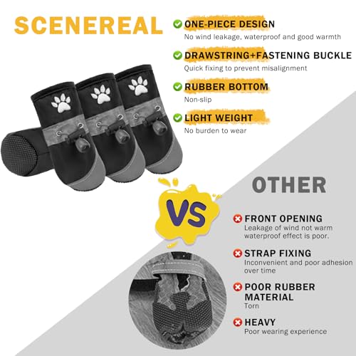 Scenereal Dog Shoes Small Sized Dogs, Anti-Slip Dogs Boots & Paw Protector With Reflective Straps & Warm Fleece thumb #4