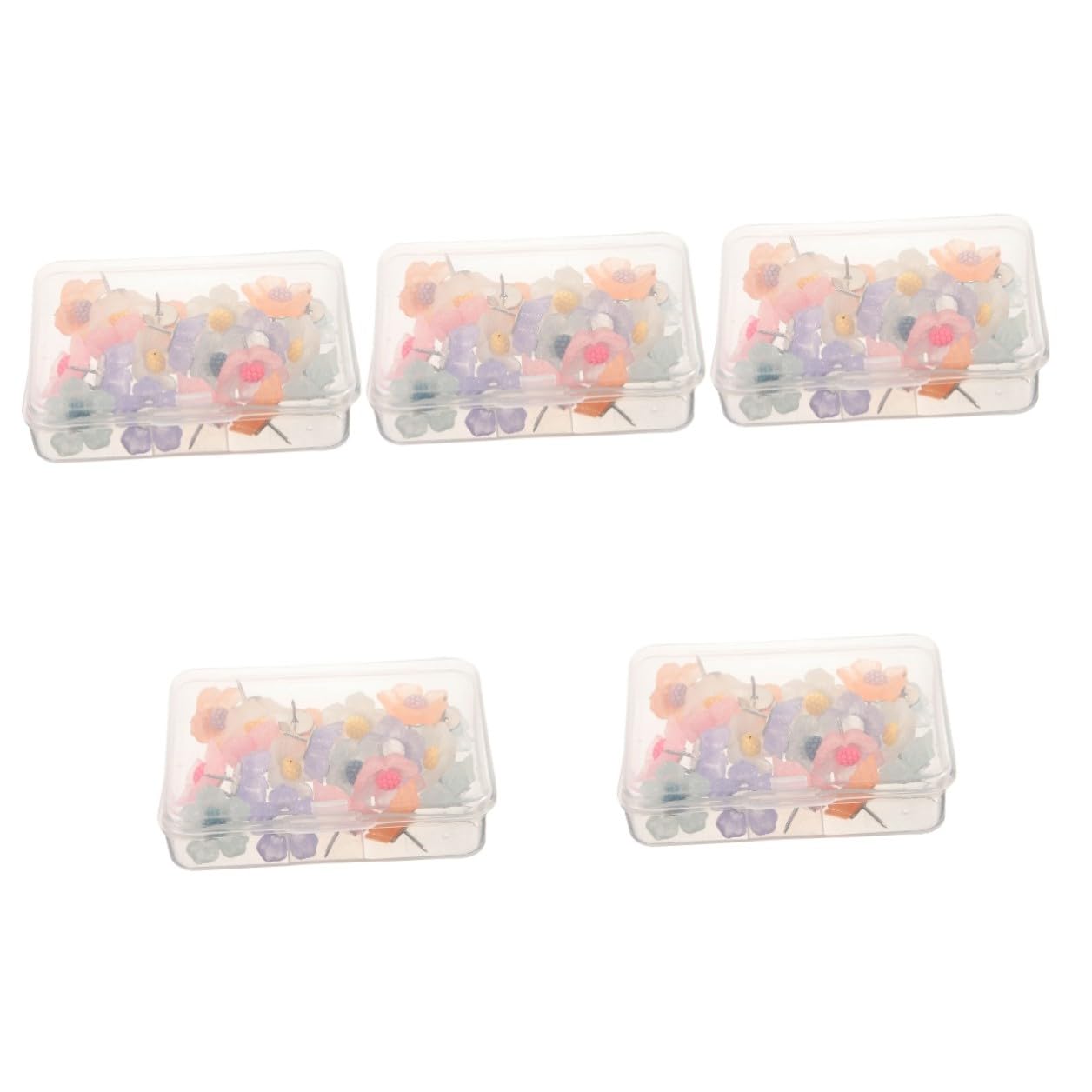 100 Piezas Chinchetas Reemplazables Multifunción Forma de Flor, 20 Piezas de Resina Transparente y Colores Vivos, para Tablero de Corcho y Accesorios de Mapas, Uso Diario en