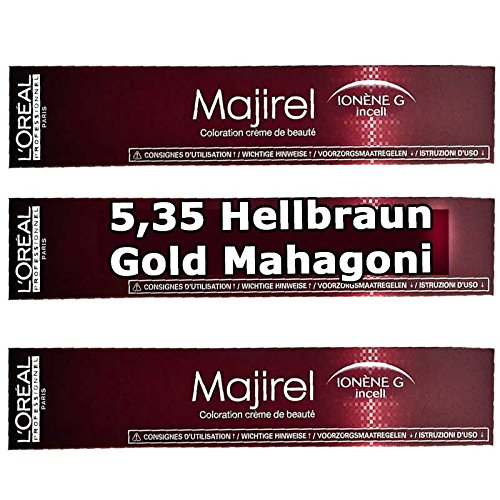 Loreal Majirel 5,35 - Tinte para el cabello (50 ml, 3 unidades)