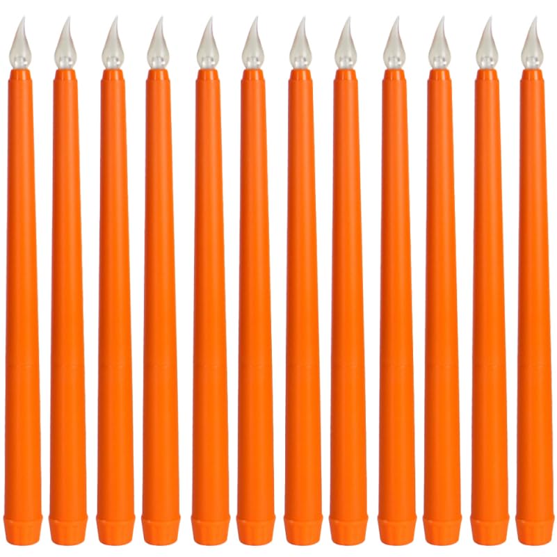 Bougies LED sans flamme coniques orange IPetboom lot de 12 bougies a piles pour decoration eglise