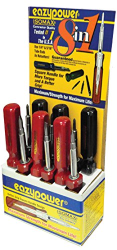 Image of Eazypower 88787 12-Pack 8-in-1 Half Red Half Black Screwdriver Display