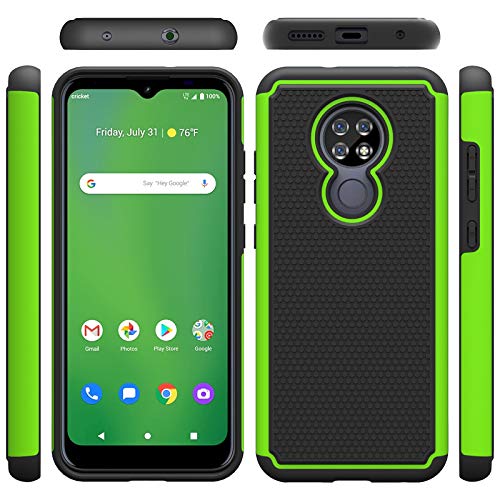 At&T Radiant Max Case, Cricket Ovation Case With Hd Screen Protector,Giner Dual Layer Heavy-Duty Military-Grade Armor Defender Protective Phone Case Cover For Att Radiant Max / U705Aa (Green Armor) #TOP2
