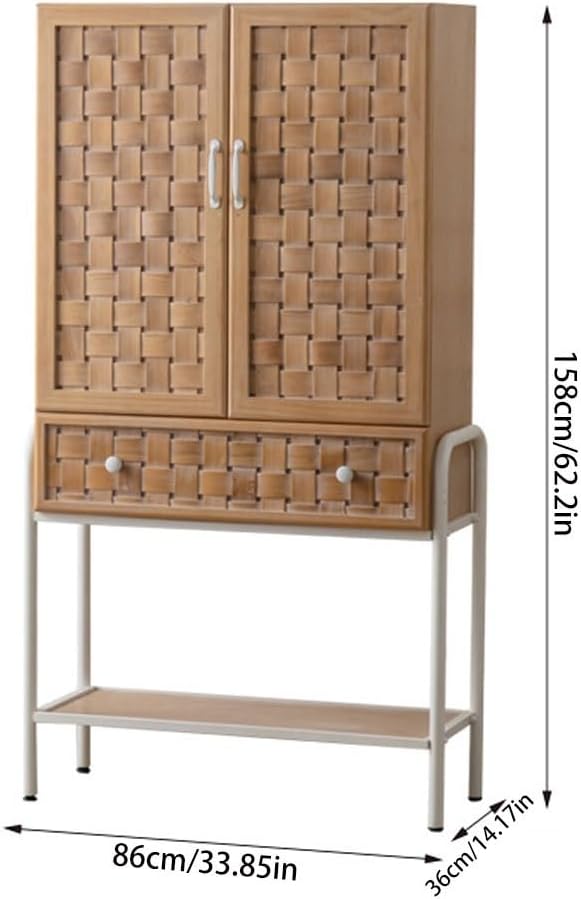 Buffet Cabinet Nordic Retro Wood Color Dining Sideboard Simple Old Entrance Hall Cabinet Living Room Storage Buffet Cabinet with Storage