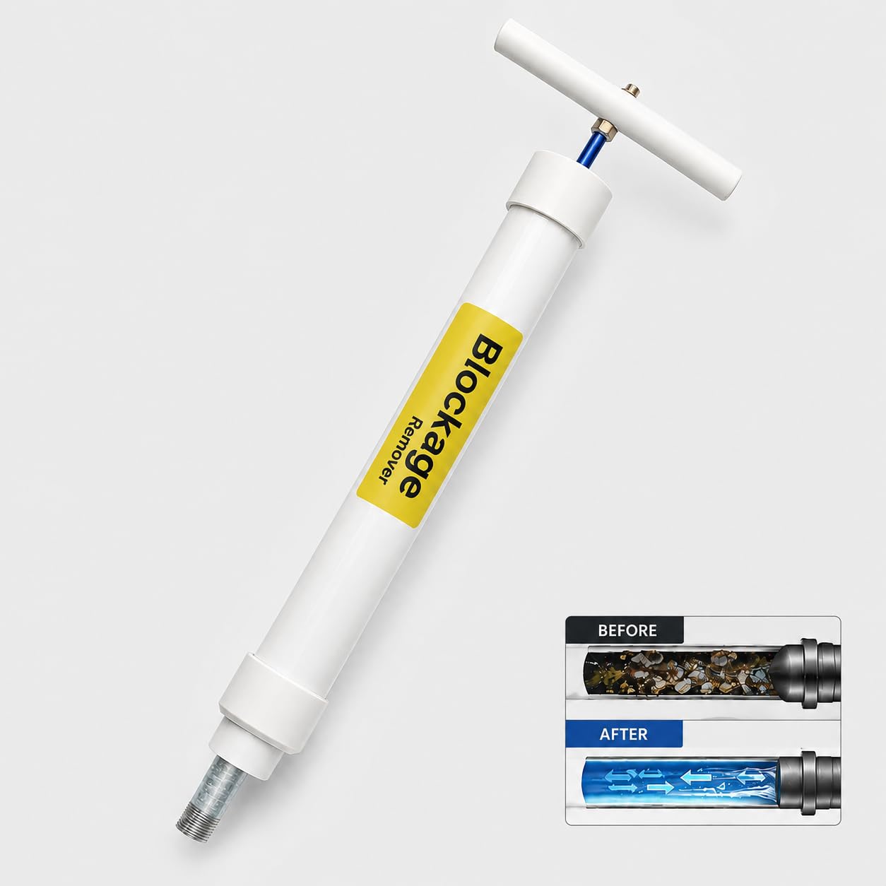 Justhobby Blockage Remover Hand Pump | Inlet Pipeline Blockage Cleaner | Tap Water Flow & Pressure Booster | High Pressure Cleaning Tool for Bathroom, Kitchen & Toilet (Both GI & PVC nipple)-image-11