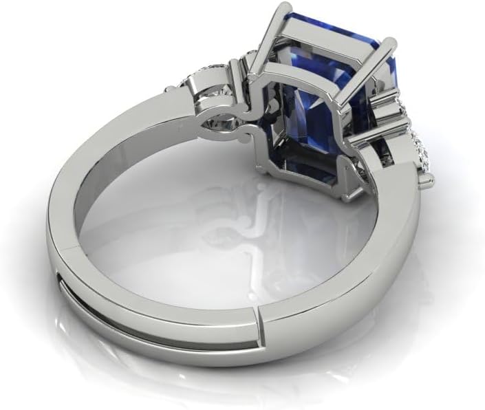 9.25 Ratti/8.25 Carat Natural Blue Sapphire Gemstone Statement Halo Proposal Silver Adjustable Ring For Women - Image 4