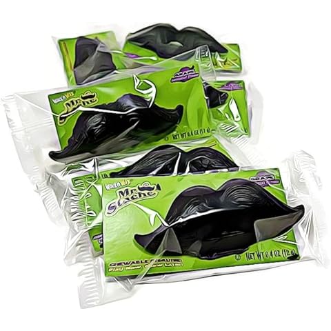 Wack-O-Wax Candy Sets - Wax Lips, Wax Fangs OR Wax Mustaches, Indiv wrapped, Set of 6 (Wax Mr. Stache) Cover