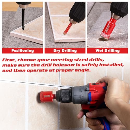 Goldblatt Diamond Core Drill Bit Set, 5-piece (6/8/10/20 mm) Porcelain Tile Drill Bit & 6mm Hex Shank Carbide Drill, Diamond Drill Bit for Porcelain Tiles Glass Marble Ceramic 4 Goldblatt Diamond Core Drill Bit Set, 5-piece (6/8/10/20 mm) Porcelain Tile Drill Bit & 6mm Hex Shank Carbide Drill, Diamond Drill Bit for Porcelain Tiles Glass Marble Ceramic - Image 4