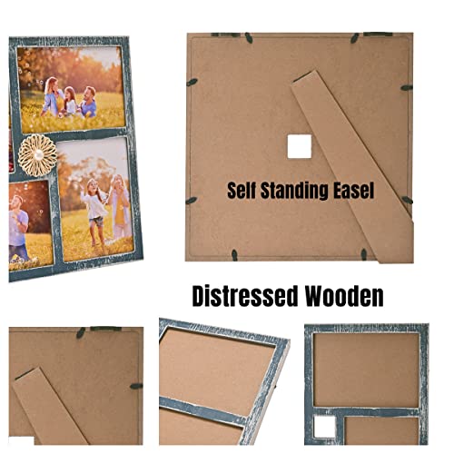 Mont Pleasant Collage Picture Frame 5X7 4-Opening Rustic Farmhouse Collage Photo Frames 4X6 With Mat Family Muti Frame For Wall Decor Hanging Or Tabletop Display (Blue) #TOP4