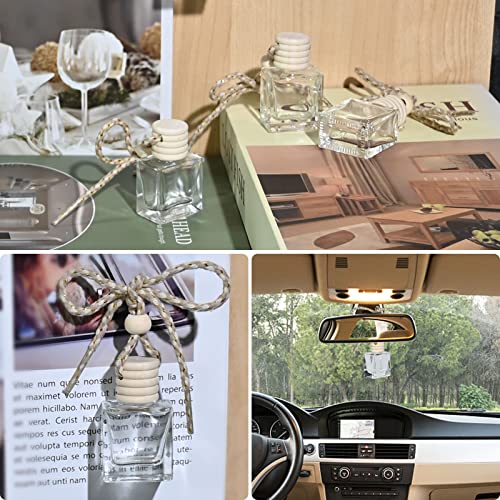 Image of 20PCS Mini Flat Square Car 10ML Perfume Empty Bottles with Gold Wire Rope Flat Square Bottles-10ml Car Diffuser Bottles for Essential Oils-Essential Oil Car Freshener-Hanging Car Air Freshener