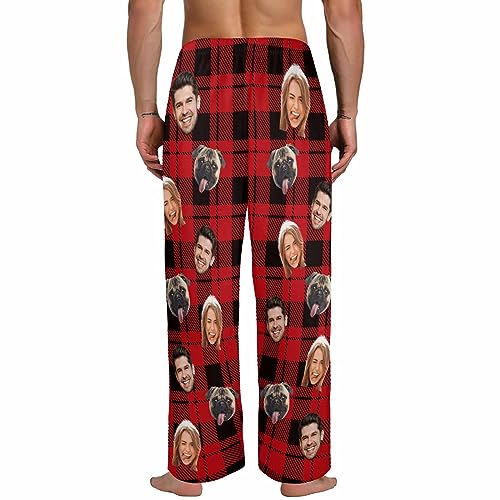 Personalized Face Pajama Photo Pajamas Pants for Men, Custom Plaid Pajamas Bottom Sleepwear Bottoms3