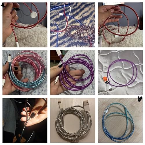 Image of Metallic Finish Spiral Protector for Cable, Wire Repair, Pet Cord, Headphone Saver - 1.5 Meters (2 Pcs) - Wrap /Cover for Mac Charging, USB Tube, Earphone (Green)