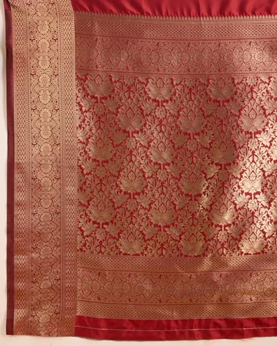 Image of SWORNOF Women's Silk Kanjivaram Kanchipuram Saree With Blouse Piece