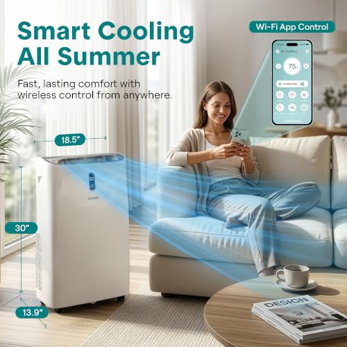 Image of SereneLife 12,000 BTU Portable Air Conditioner | AC, Dehumidifier & Fan