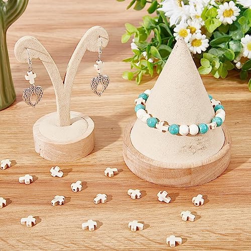 SUNNYCLUE 1 Box 200Pcs White Cross Beads Synthetic Turquoise Tiny Small Cross Beads Semi Precious Stone Bead Loose Spacer Beads for Jewelry Making Beading Kit Beaded Bracelets DIY Craft 8x10mm - Image 4