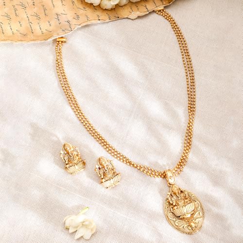 Image of Rubans Temple Necklace Set Traditional Stylish Jewellery Gift for Women & Girls