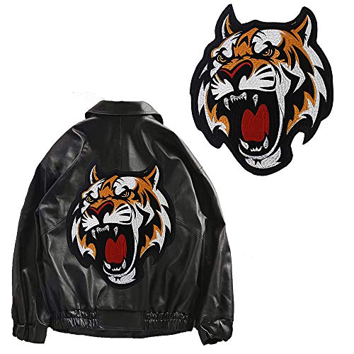 Écusson brodé thermocollant tête de tigre pour homme