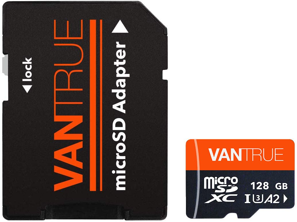 VANTRUE - Tarjeta de Memoria microSD UHS-I U3 A2 4K 128GB con Adaptador Compatible con cámara integrada, Smartphone, Tableta, cámara de acción y cámara de vigilancia (128 GB)