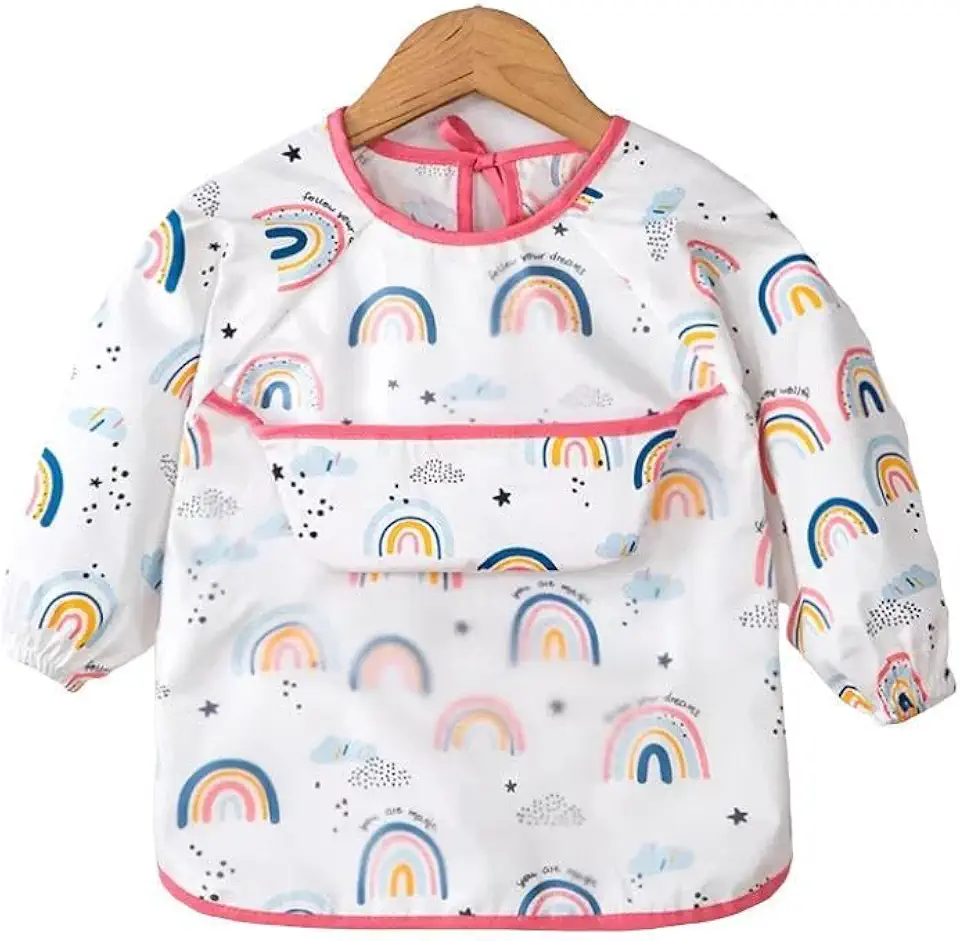 Babador Manga Longa De Proteção Dupla - Cata Migalhas - Arco-íris