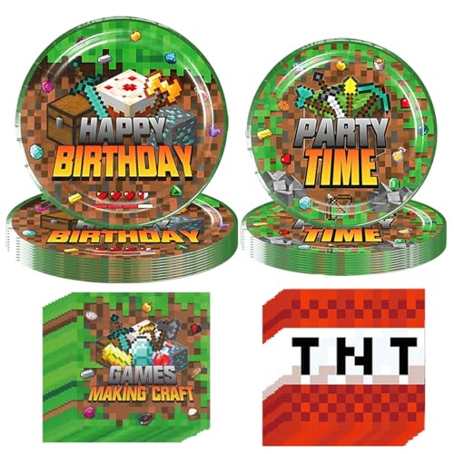 UIEXAY Conjunto de 60 louças para festa de aniversário, louça de festa de aniversário, para meninos e meninas, decoração de aniversário infantil, com pratos, guardanapos