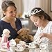 Porcelain Tea Set for Girls, Tea Party Set for Little Girls, Kids Tea Set Kitchen Pretend Play, Princess Tea Time Playset with Teapot Cups Carry Case, Toddler Girl Toys Birthday Gifts Age 3+