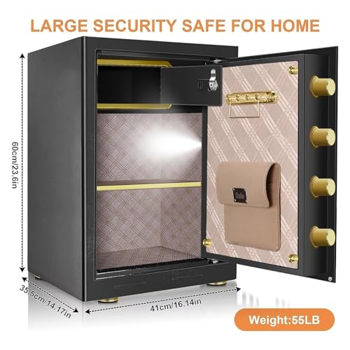 4.0 Cubic Feet Extra Large Home Safes Water and Fireproof, Safes for Home Use Fire and Water Proof Digital Safe With Fireproof Money Bag, Separate Lock Box and Led Light (23.6"H x 16.1"D x 14.1"W)