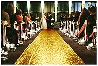 ShinyBeauty Gold Hochzeit Gang Läufer 2FTx15FT Pailletten Great Gatsby Party Dekorationen Flur Teppich Läufer Hochzeit Outdoor Strand Dekor (2FTx15FT, Gold)