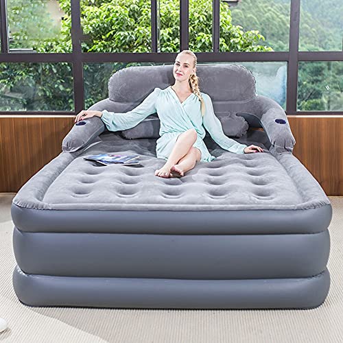 AUNIVO Colchón de Aire para Acampar, sofá Cama Inflable Elevador Colchón de Aire cómodo portátil con Respaldo extraíble para el hogar/Camping/Viajes (80 * 39in)