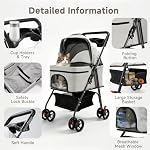 Pet Stroller for Small Dogs and Cats with 4 Wheels, 3 in 1 Foldable Dog Stroller with Detachable Carrier, Breathable Mesh, Storage Basket & Cup Holder, Up to 33 lbs - Image 3