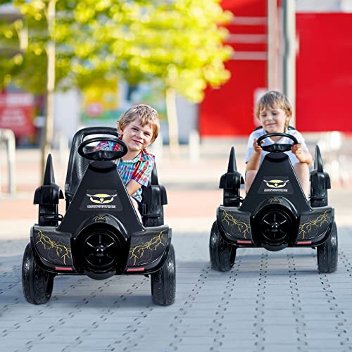 Honey Joy Go Kart For Kids, 4 Wheel Pedal Powered Go Cart With Steering Wheels & Adjustable Seat, Safety Hand Brake, Non-Slip Tires, Outdoor Off-Road Racer Ride On Pedal Car For Boy Girl (Black) #TOP5