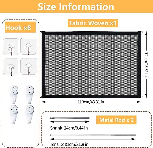 Mesh Dog Gate Pet Gate Portable Safety Gates, Dog Gates For The House, Gates For Dogs Indoorgates For Dogs Indoor Doorways/Hallways/Top And Bottom Of Stairs, No Drilling 43.3''X28.3'' 8 Hooks #TOP1