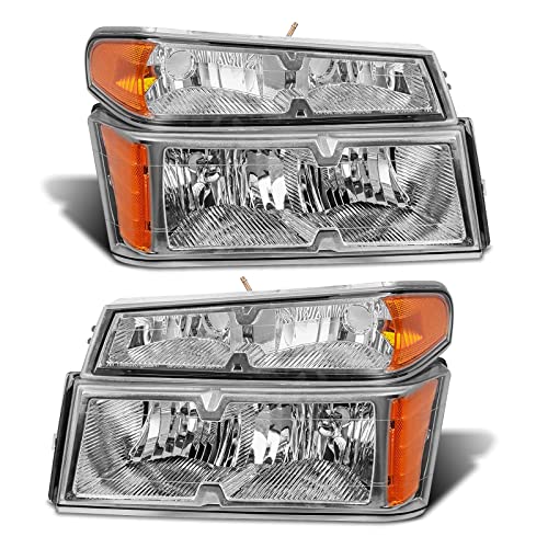 ADCARLIGHTS 2004-2012 Colorado Headlight Assembly for 2004-2012 Chevy Colorado / GMC Canyon / 2006-2008 ISUZU I-Series Headlamp Replacement Left and Right - Chrome Housing