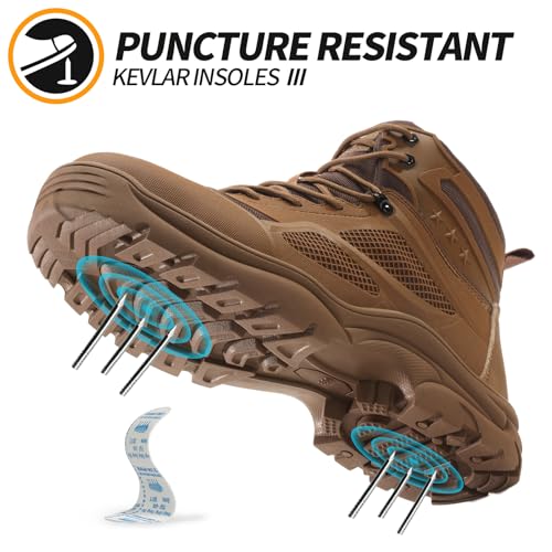 Image of Steel Toe Boots for Men Work Indestructible Safety Boots | Impact-Resistant, Puncture-Resistant, Comfortable, Wear-Resistant, Construction Factory, Warehouses, Jobsites