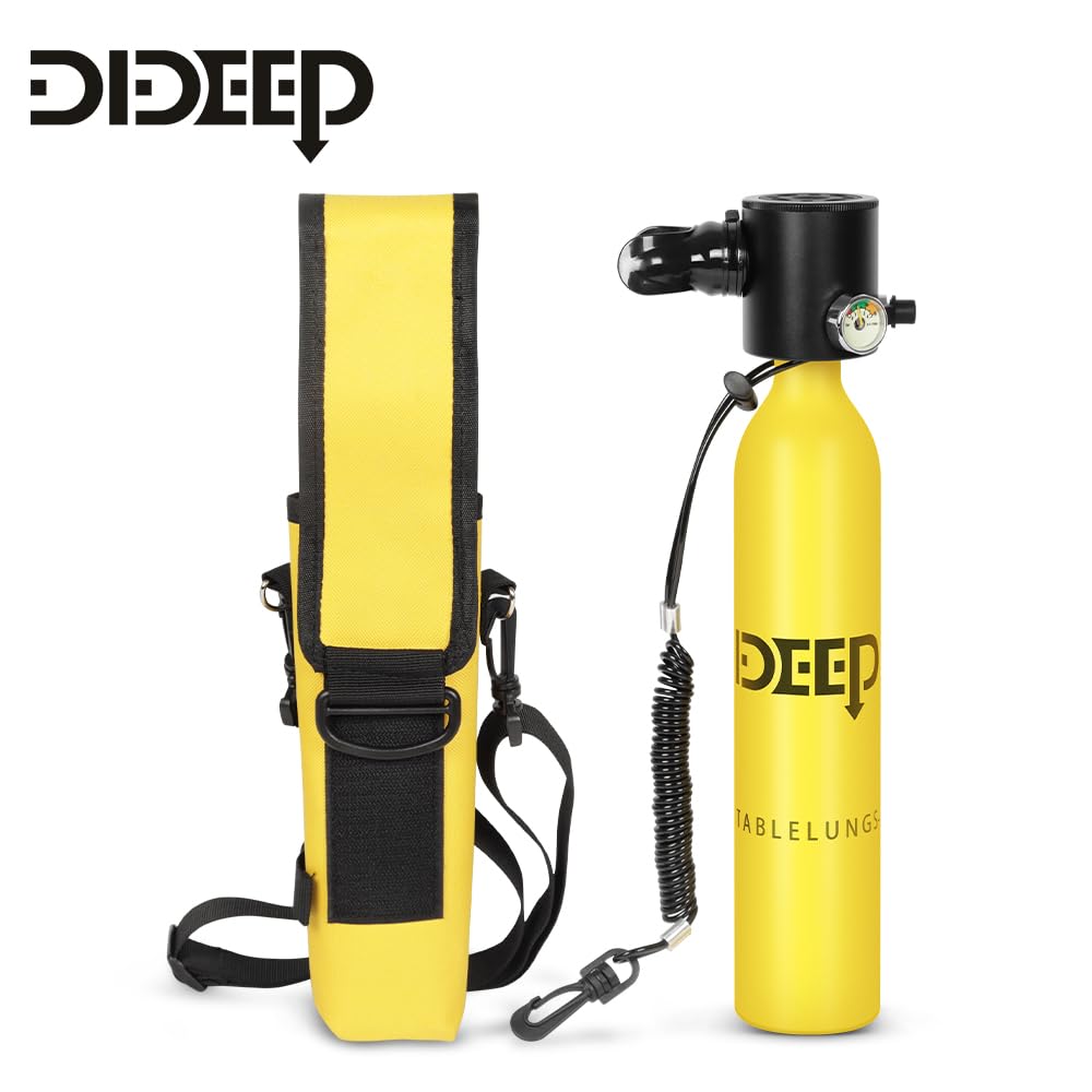 0,5L Mini Tauchflasche mit Pumpe | 5-10 Min. Tragbarer Tauch-Lungen-Tank für Schnorcheln, Apnoetauchen & Notfall-Backup | Perfekte Tauchpakete