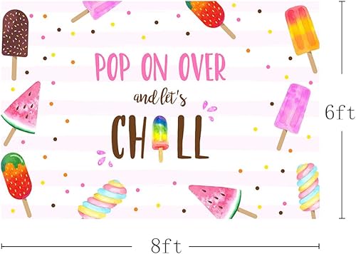 Miniatura 7 de MEHOFOND Fondo de fiesta de paletas de verano rosa para fiesta de piscina, pop on over and Let's Chill Swim Girl cumpleaños, baby shower, fondo de