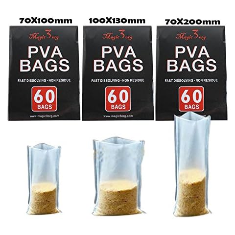 Dr.Fish Assorted 60 Fishing PVA Bag Carp Tackles Coarse Fishing Accessroies Fast Dissolve Large Size 70X200mm Easy Use Cover