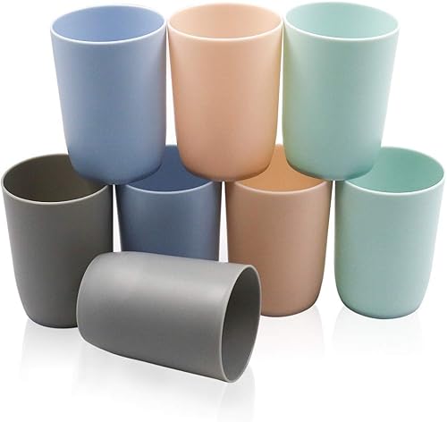 Topsky Vasos de plástico de 10 onzas para agua, reutilizables, irrompibles, aptos para lavavajillas, juego de 4 colores surtidos (8 unidades)