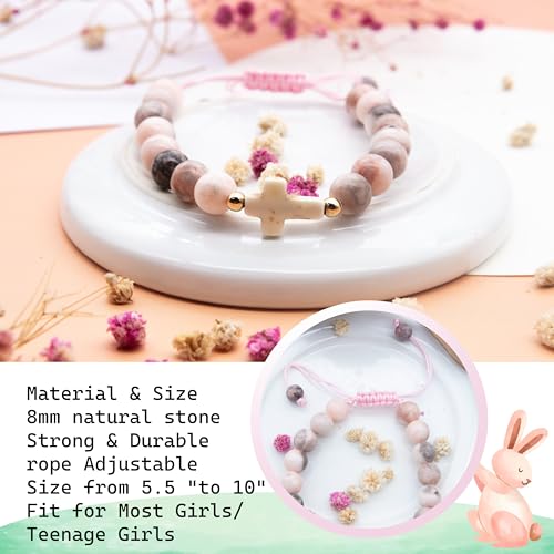 Image of Cross Bracelet Graduation Birthday Gifts for Women Girls, Religious Christian Catholic Bracelet Gift for Goddaughter Daughter Girlfriend, Beaded Charm Bracelet for Mom Grandma Faith Gift
